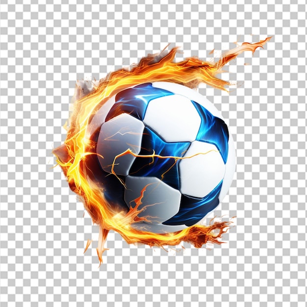 PSD soccer ball fire on black background