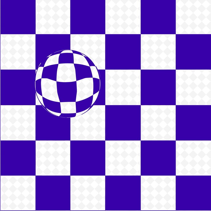 PSD a soccer ball is shown in the center of the blue and white checkered pattern