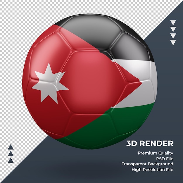 サッカーボールヨルダンの国旗のリアルな3dレンダリング正面図