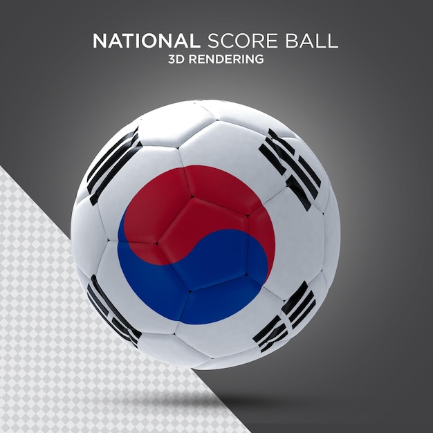 공 현실적인 3d 렌더링에 축구 공 한국 국기