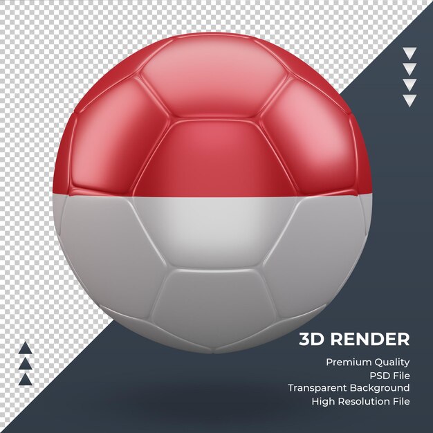 PSD pallone da calcio monaco bandiera realistica 3d rendering vista frontale