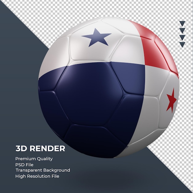 サッカーボールパナマ国旗リアルな3Dレンダリング左側面図