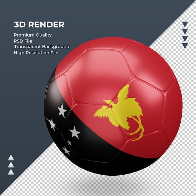 サッカーボールパプアニューギニア旗リアルな3dレンダリングの右側面図