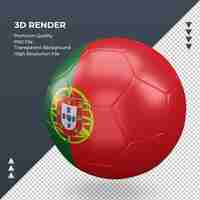 PSD pallone da calcio bandiera portogallo rendering 3d realistico vista giusta