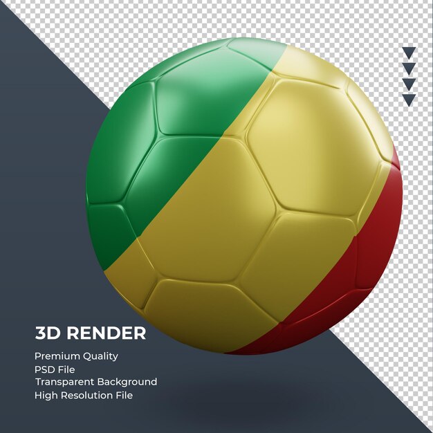 Футбольный мяч Республики Конго флаг реалистичный 3d-рендеринг вид слева