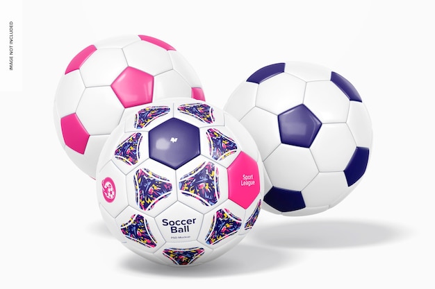 PSD mockup di set di palloni da calcio