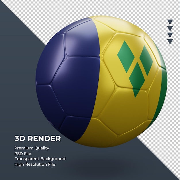 Soccer ball St Vincent and the Grenadines flag realistic 3d rendering left view