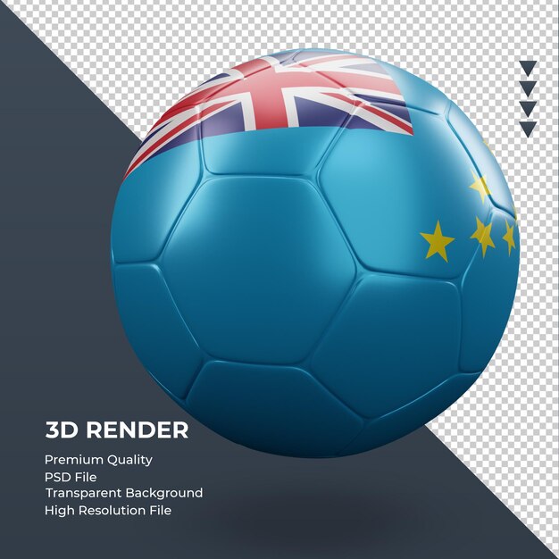 サッカーボールツバルの国旗リアルな3dレンダリング左側面図