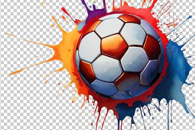 PSD soccer ball on water color splat background