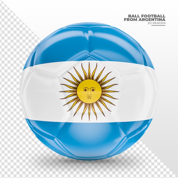 Pallone da calcio con la bandiera dell'argentina nel rendering 3d realistico