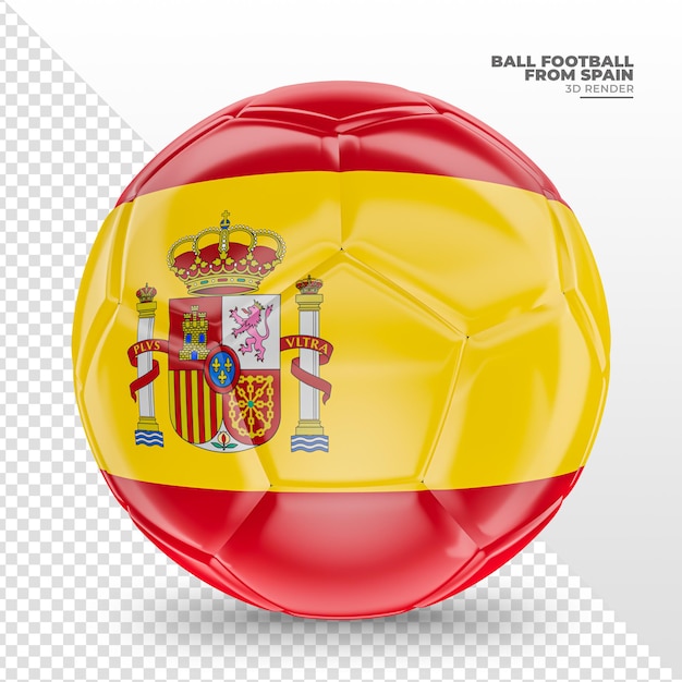 Soccer ball with flag of spain in 3d realistic render