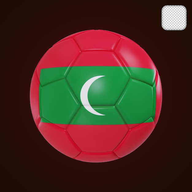 Soccer Ball With Maldives Flag 3d illustration