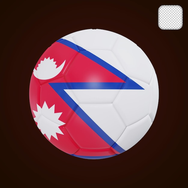 Soccer ball with nepal flag 3d illustration