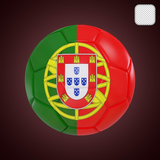 ポルトガル国旗とサッカー ボールの 3 d イラストレーション