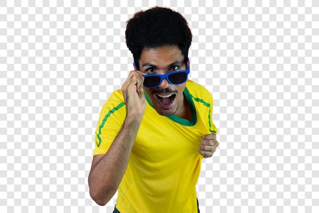 Soccer Brazilian Fan Celebrating Isolated