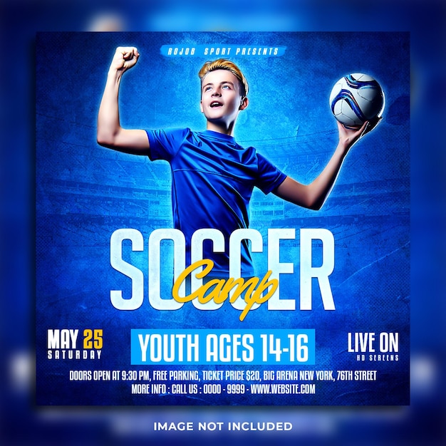 Soccer Camp social media flyer banner design template