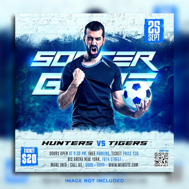 Soccer championship social media flyer banner design template