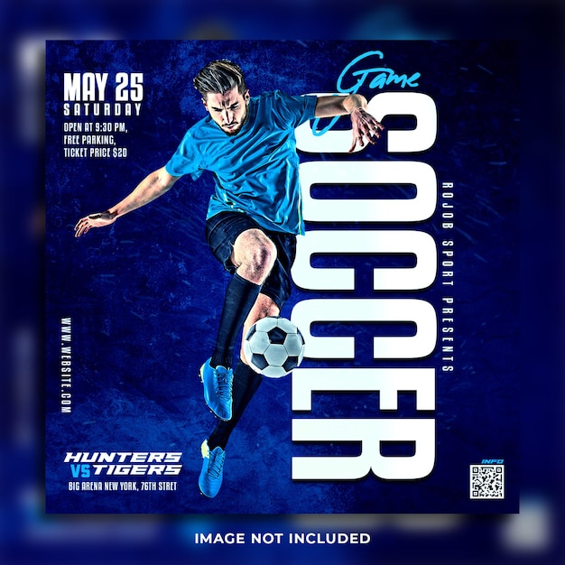 PSD soccer championship social media flyer banner design template