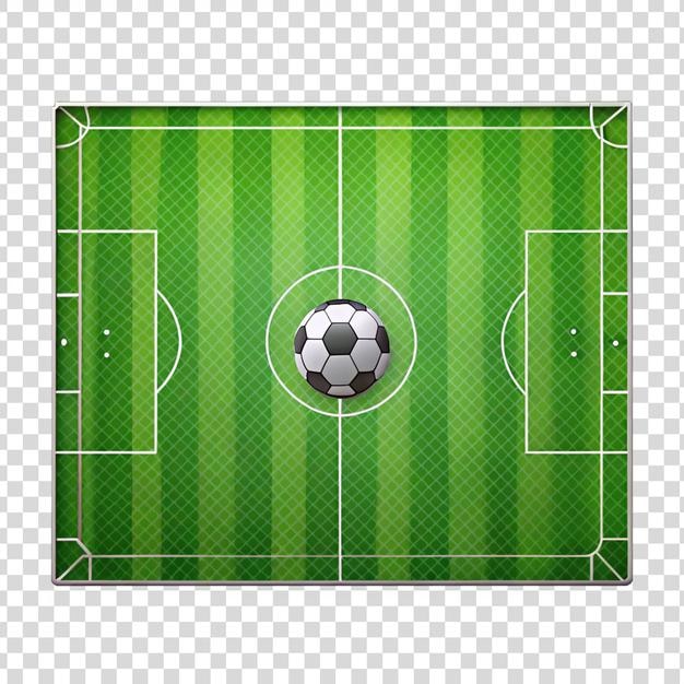 soccer field with ball on a green pitch