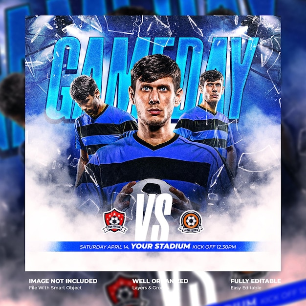 Soccer flyer or social media post template