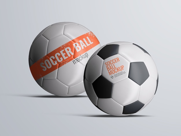 PSD soccer football balls mockup isolated