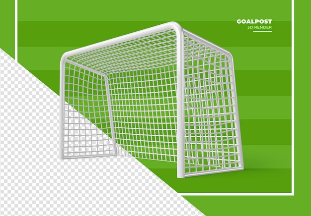 PSD soccer football goalpost in 3d render realistic