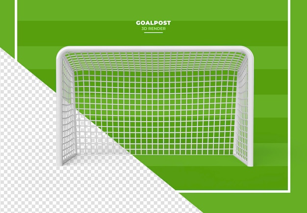 PSD soccer football goalpost in 3d render realistic