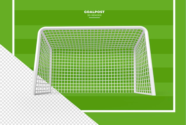 PSD soccer football goalpost in 3d render realistic