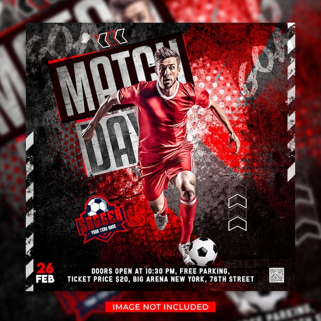 Soccer football match day flyer and social media banner template