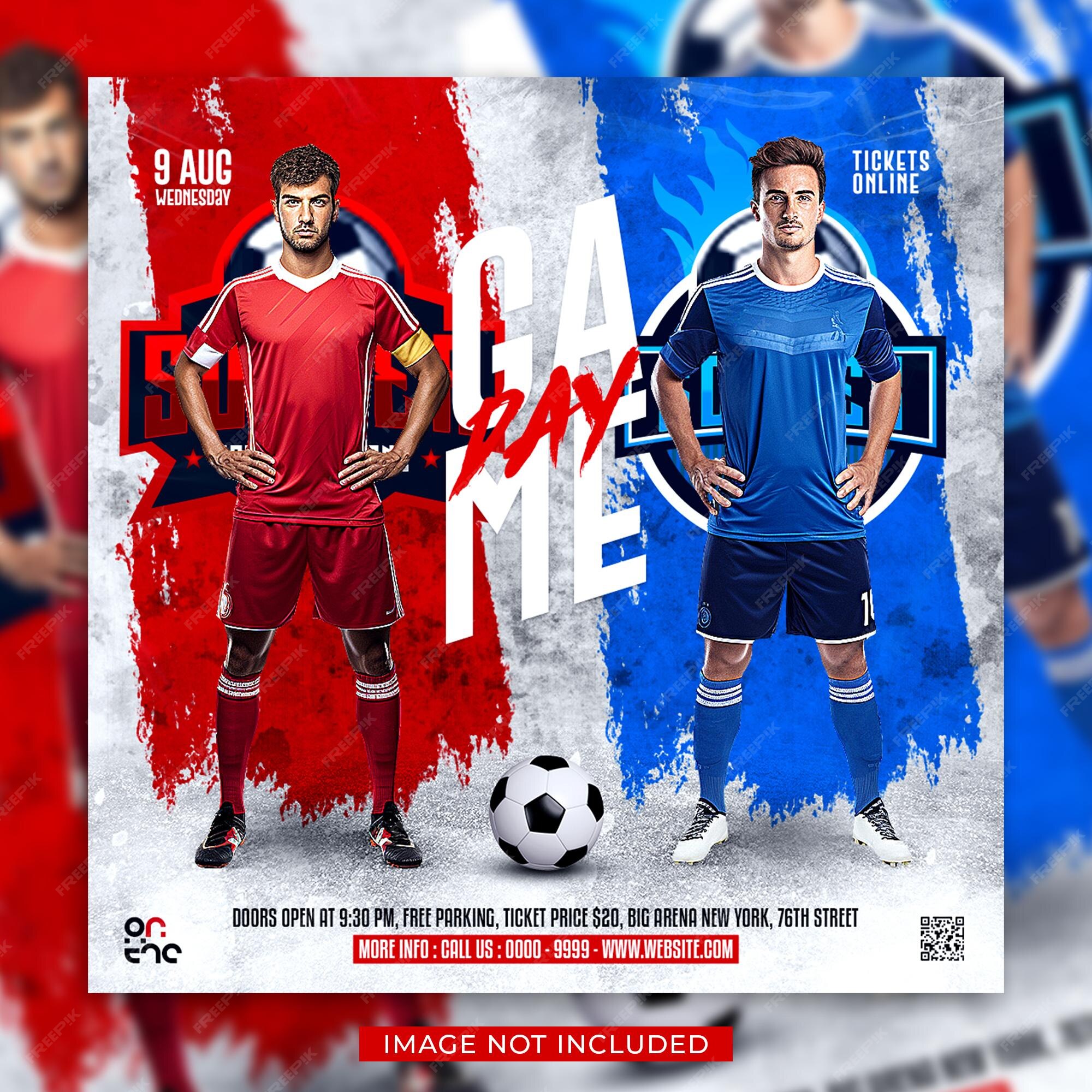 Premium PSD  Soccer man of the match social media flyer banner