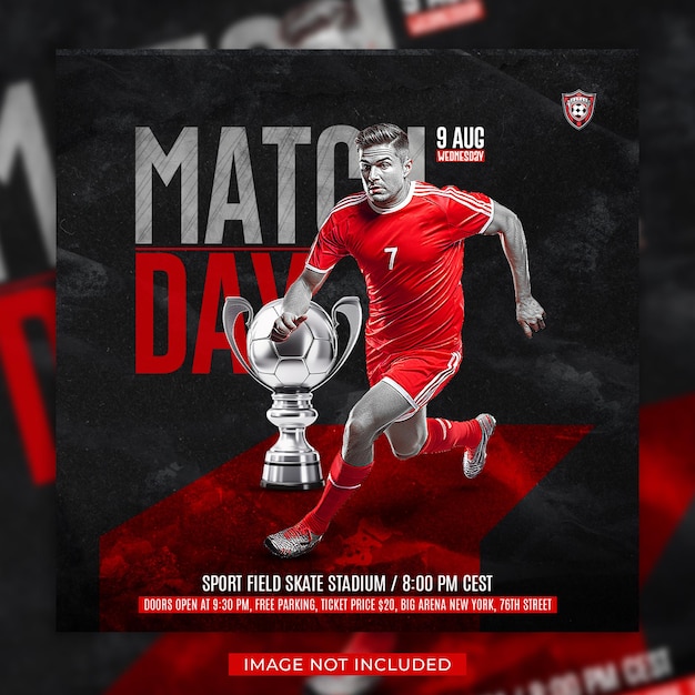 Soccer football match day flyer and social media banner template