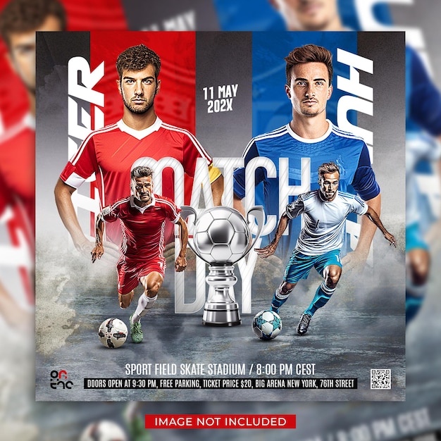 PSD soccer football match day flyer and social media banner template