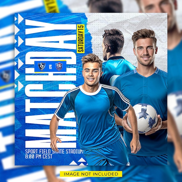 PSD soccer football match day flyer and social media banner template