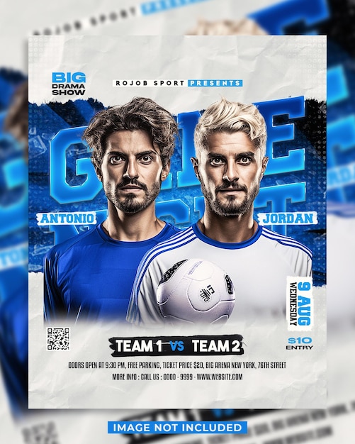 Soccer football match day flyer and social media banner template