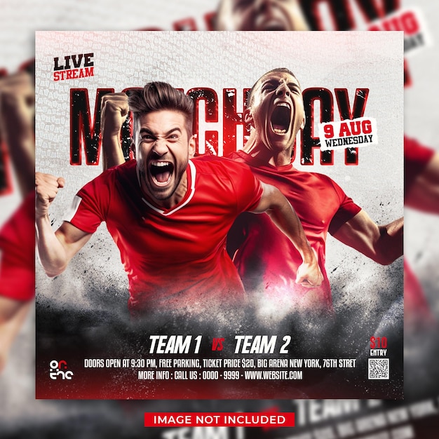 PSD soccer football match day flyer and social media banner template