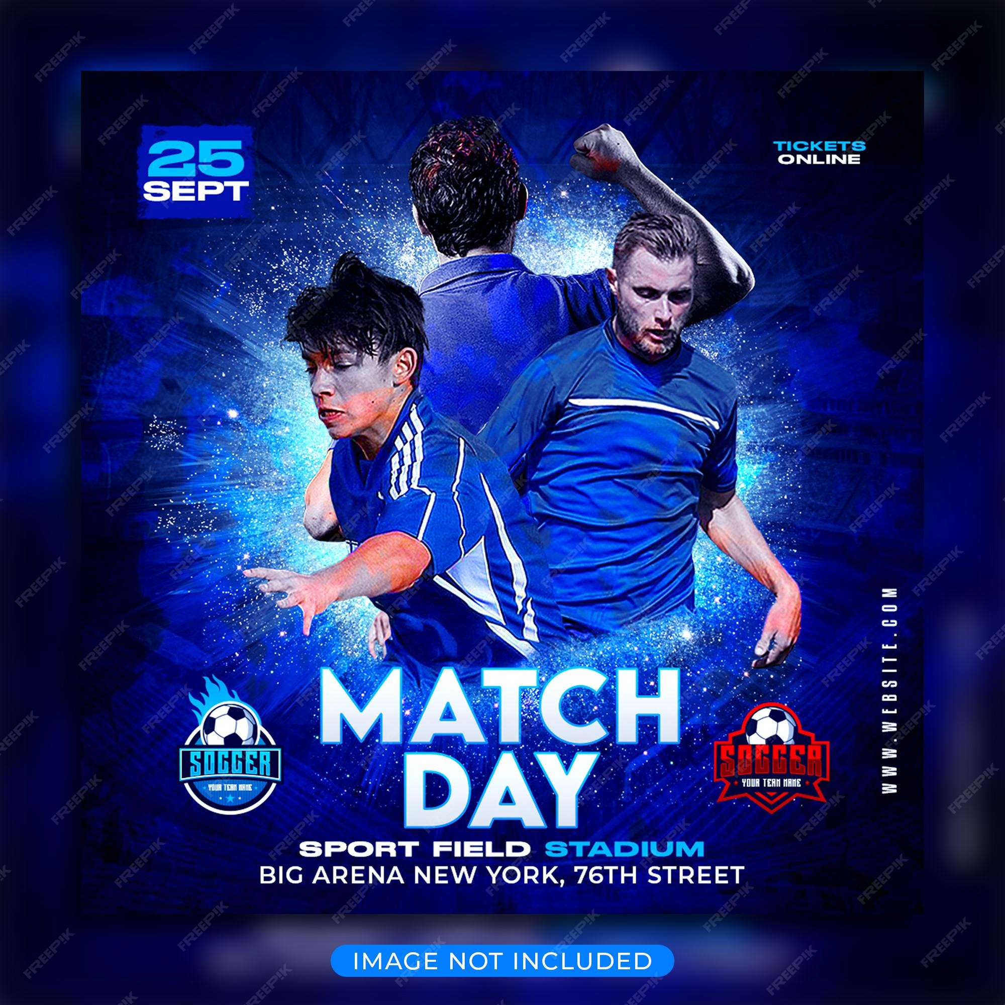 Premium PSD Soccer football match day flyer and social media banner