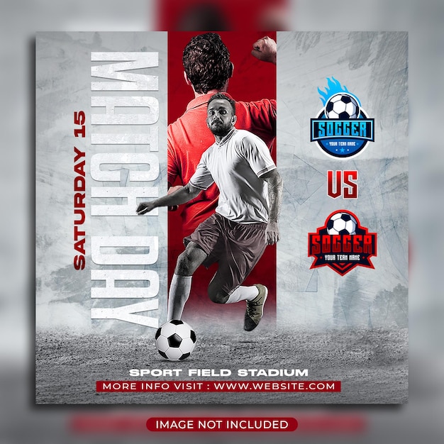 PSD soccer football match day flyer and social media banner template