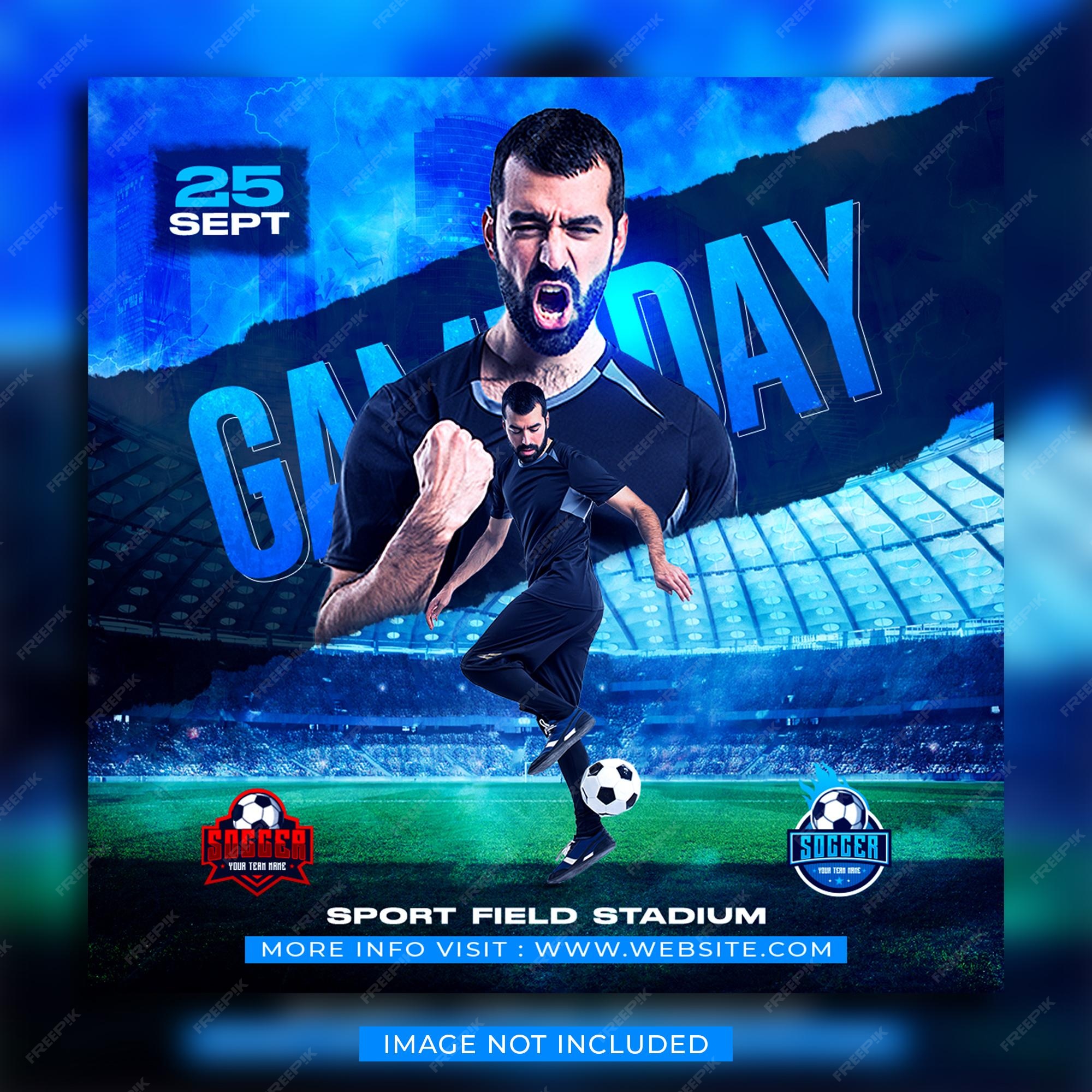 Premium PSD  Soccer man of the match social media flyer banner