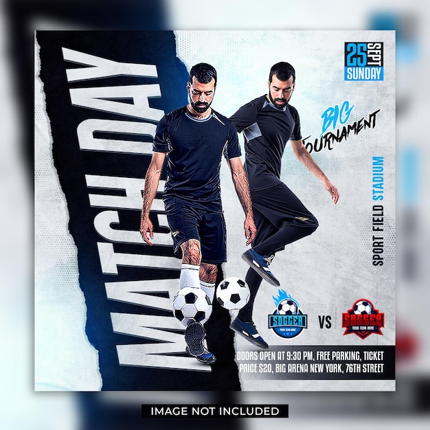 Soccer football match day flyer and social media  banner template