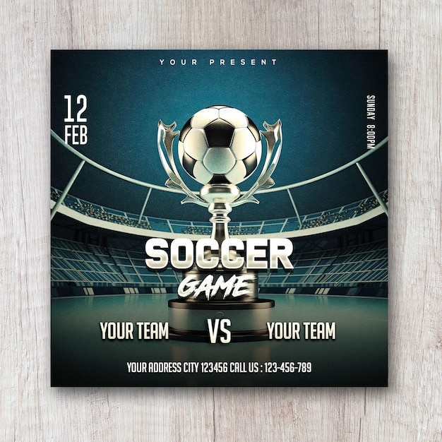 PSD soccer football match day flyer and social media banner template