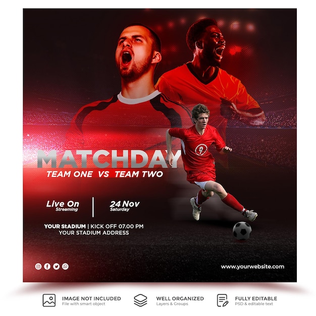 Soccer Match Social Media Post Or Flyer Template