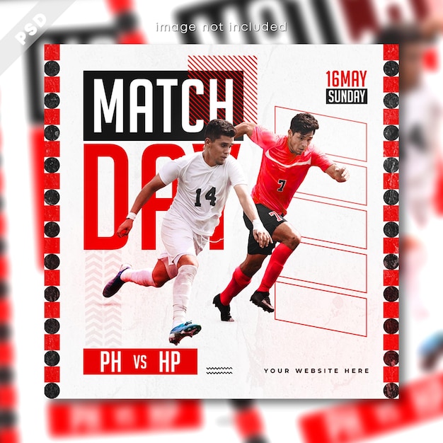 PSD soccer and football match day flyer and sports social media post template design