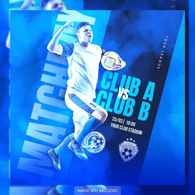 Soccer and football match schedule club square social media banner