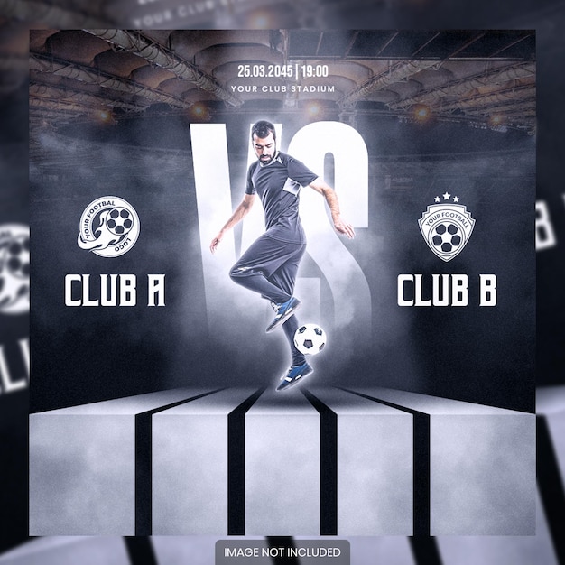 PSD soccer and football match schedule club square social media banner