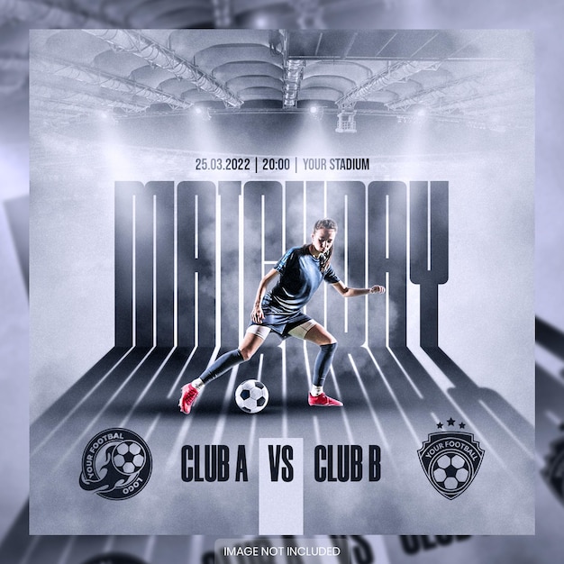 PSD soccer and football match schedule club square social media banner