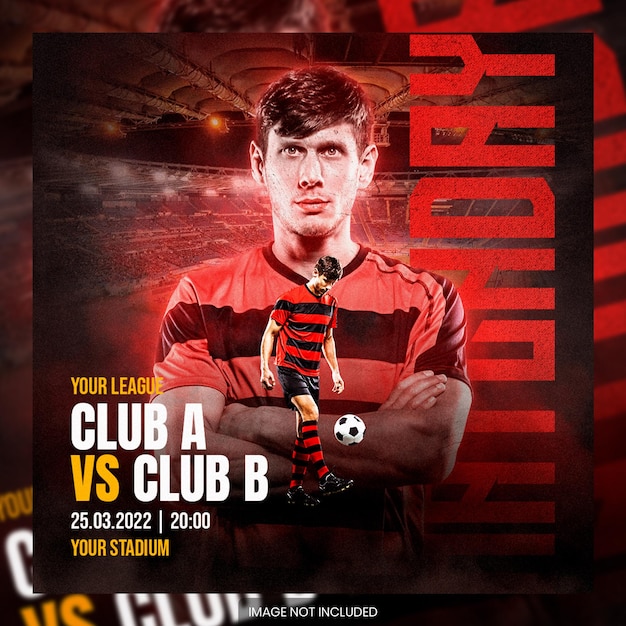 PSD soccer and football match schedule club square social media banner