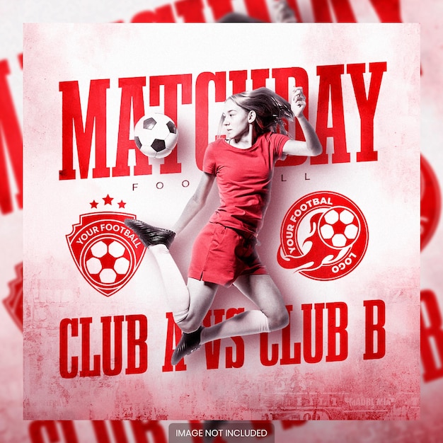 Soccer and football match schedule club square social media banner