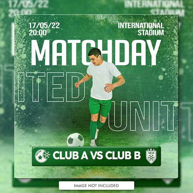 Soccer and football match schedule club square social media banner