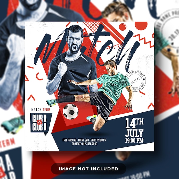 Soccer and football match schedule club square social media post and web banner