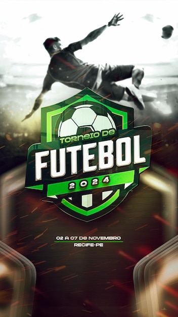 PSD soccer football player social media post or flyer promotion template torneio futebol copa jogo